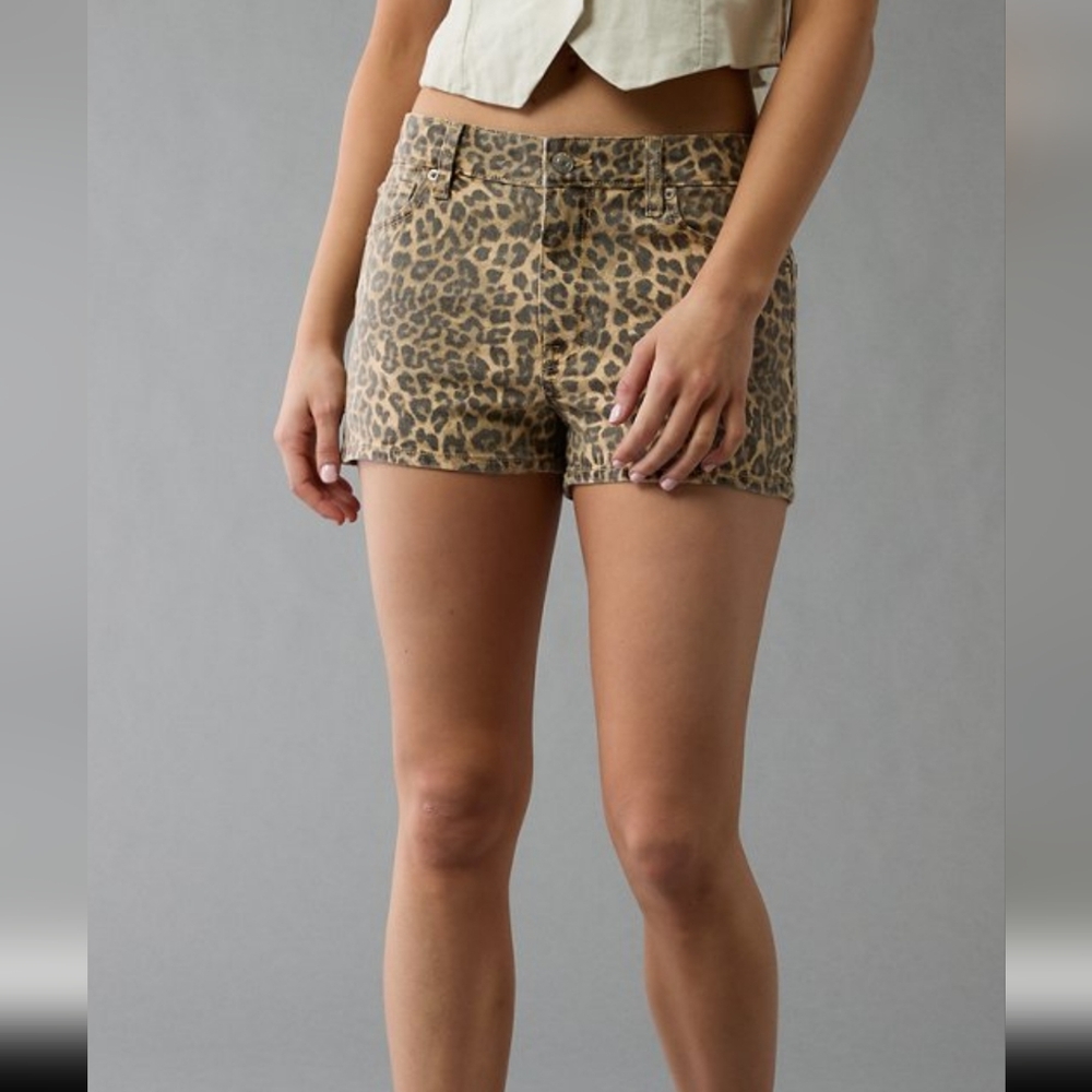 American Eagle Outfitters Leopard Print Jean Shorts